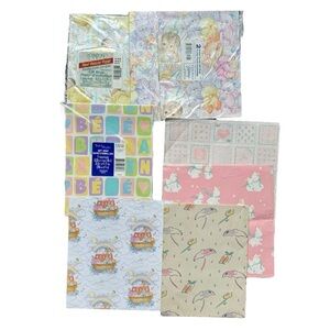 Vintage Baby Themed Gift Wrap Puff Bag Baby Shower Wrapping Paper 80s 90s
